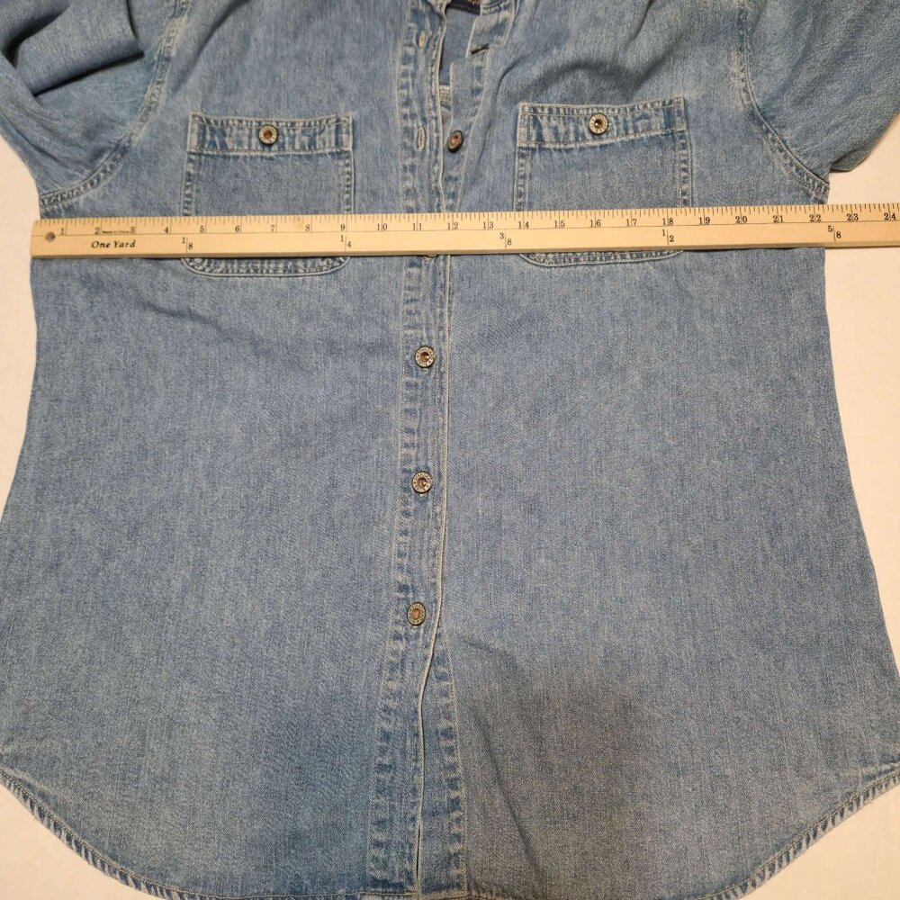 ❤️ 4/$20 Standard Blues jean button-up top Women's large Y2K Cotton Pockets - Picture 5 of 15